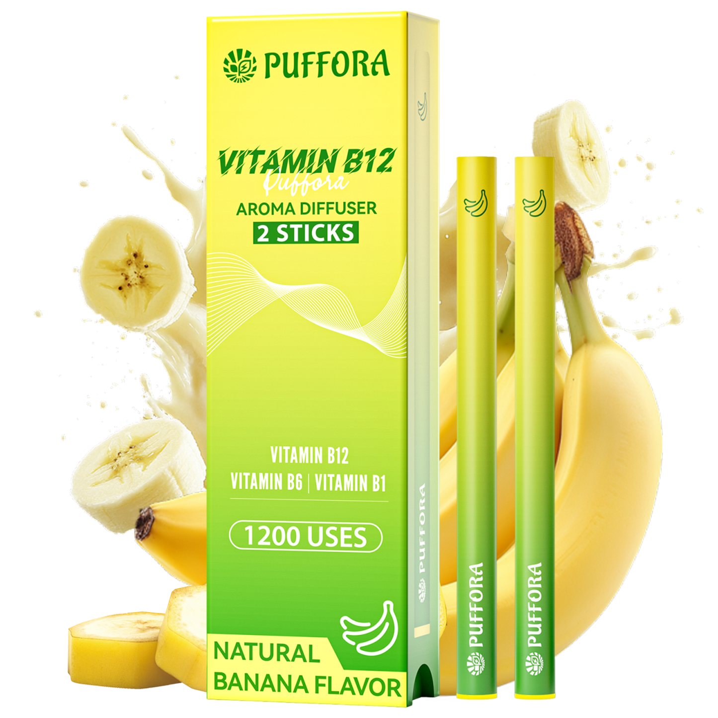 Vitamin B12 Diffuser Pen, Vitamin B12/B6/B1, Support for Energy & Focus Boost, Body Relaxation, Natural Alternative