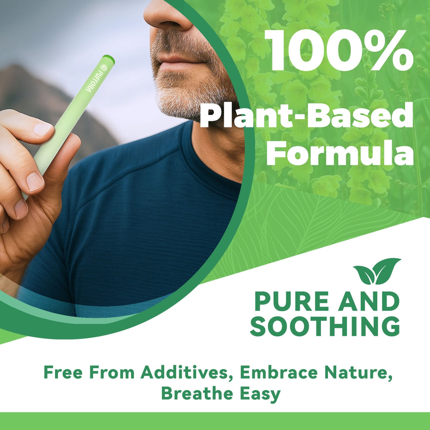 Herbal Diffuser Pen, Supports Lung Rest & Wellness, Breathing and Oral Air Freshening, Plant Based-Mullein, Licorice Root, Marshmallow Root, Thyme Leaf, Mint Oil, Natural Alternative - 600 Uses