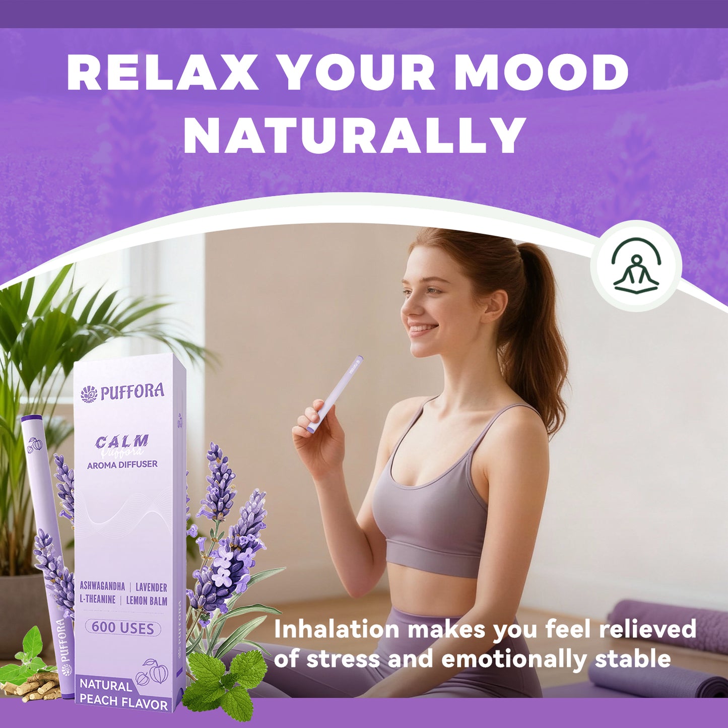 Herbal Diffuser Pen, 2 Pack, Support for Lung Rest & Relaxed Feelings, Dual-use, Extracts of Mullein | Ashwagandha, Fresh Breath, Natural Alternative - Total 1200 Uses