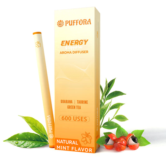 Energy Diffuser Pen, Extracts of Guarana, Green Tea & Taurine, Vitamin B12 & B6, Support for Energy & Focus Boost, Body Relaxation, Natural Alternative - 600 Uses