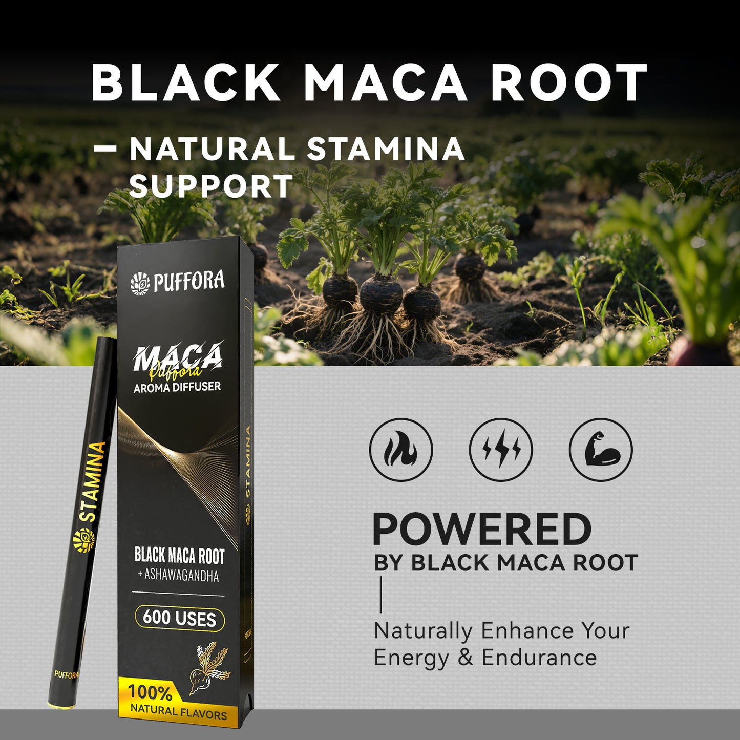 Herbal Diffuser Pen for Energy, Vitamin B12 & C, Maca Root + Ashwagandha – Plant-Based, Natural Alternative, Pocket Size, Berry Flavor, 600 Uses