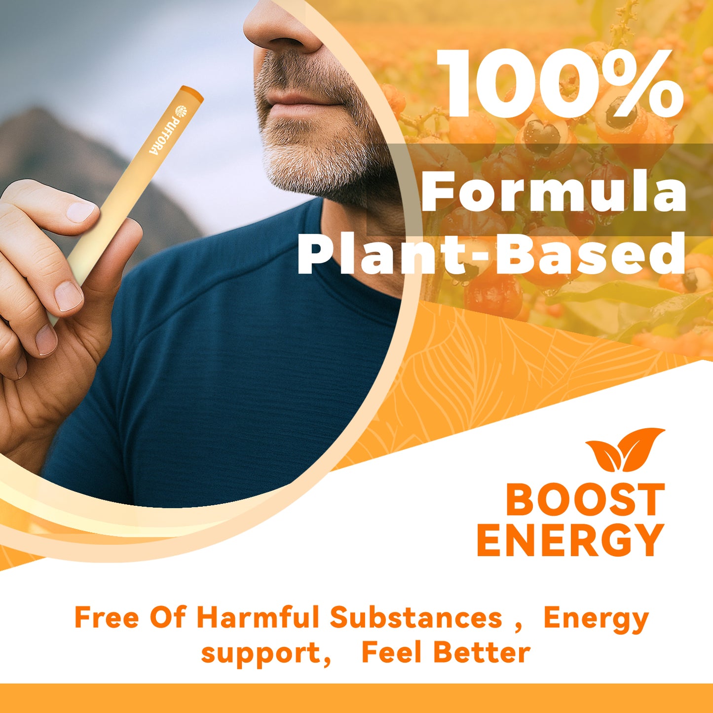 Energy Diffuser Pen, Extracts of Guarana, Green Tea & Taurine, Vitamin B12 & B6, Support for Energy & Focus Boost, Body Relaxation, Natural Alternative - 600 Uses