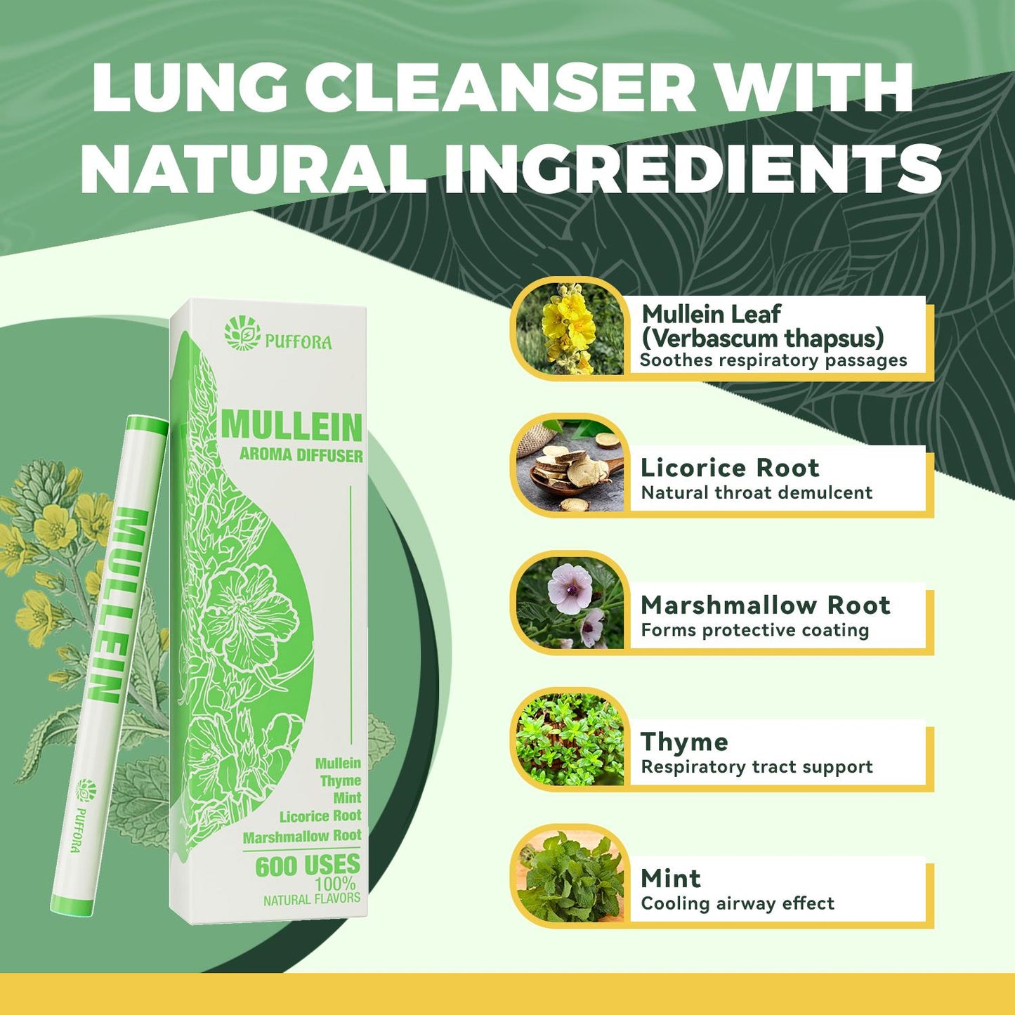 Portable Herbal Revitalizing care, lung detoxification and oral air freshening, herbal diffusion stick