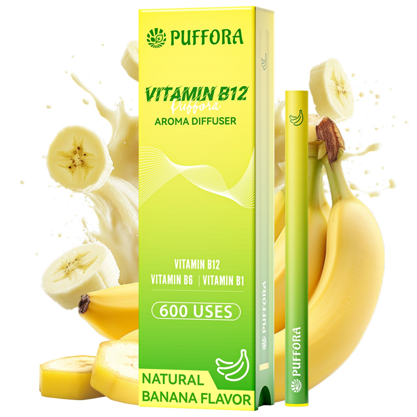 Vitamin B12 Diffuser Pen, Vitamin B12/B6/B1, Support for Energy & Focus Boost, Body Relaxation, Natural Alternative