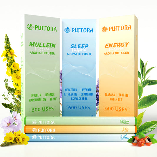 3-in-1 Herbal Diffuser Pen, Support for Lung Rest & Energy & Comfortable Sleep, Extracts of Mullein, Vitamin B12 | B6, Melatonin, Fresh Breath, Natural Alternative - Total 1200 Uses