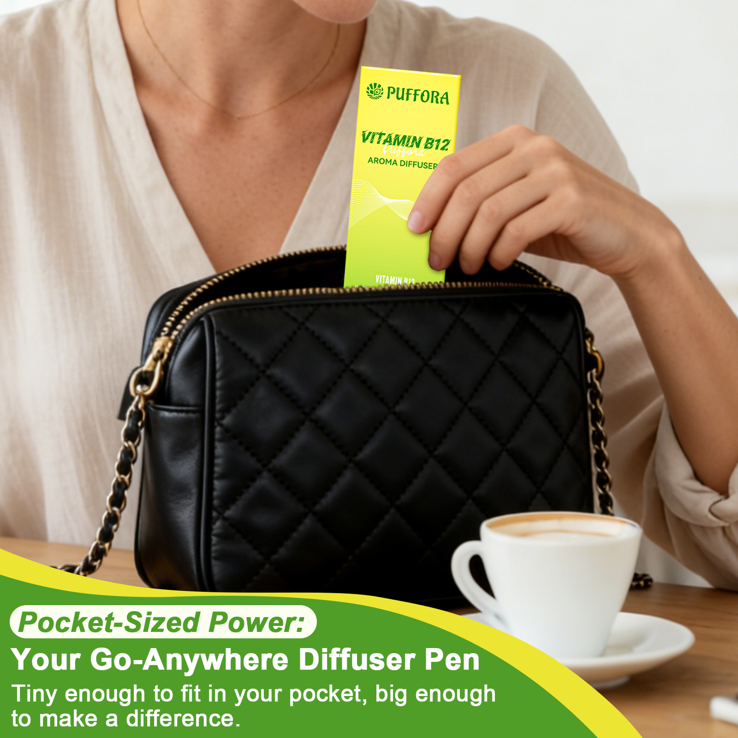 Vitamin B12 Diffuser Pen, Vitamin B12/B6/B1, Support for Energy & Focus Boost, Body Relaxation, Natural Alternative