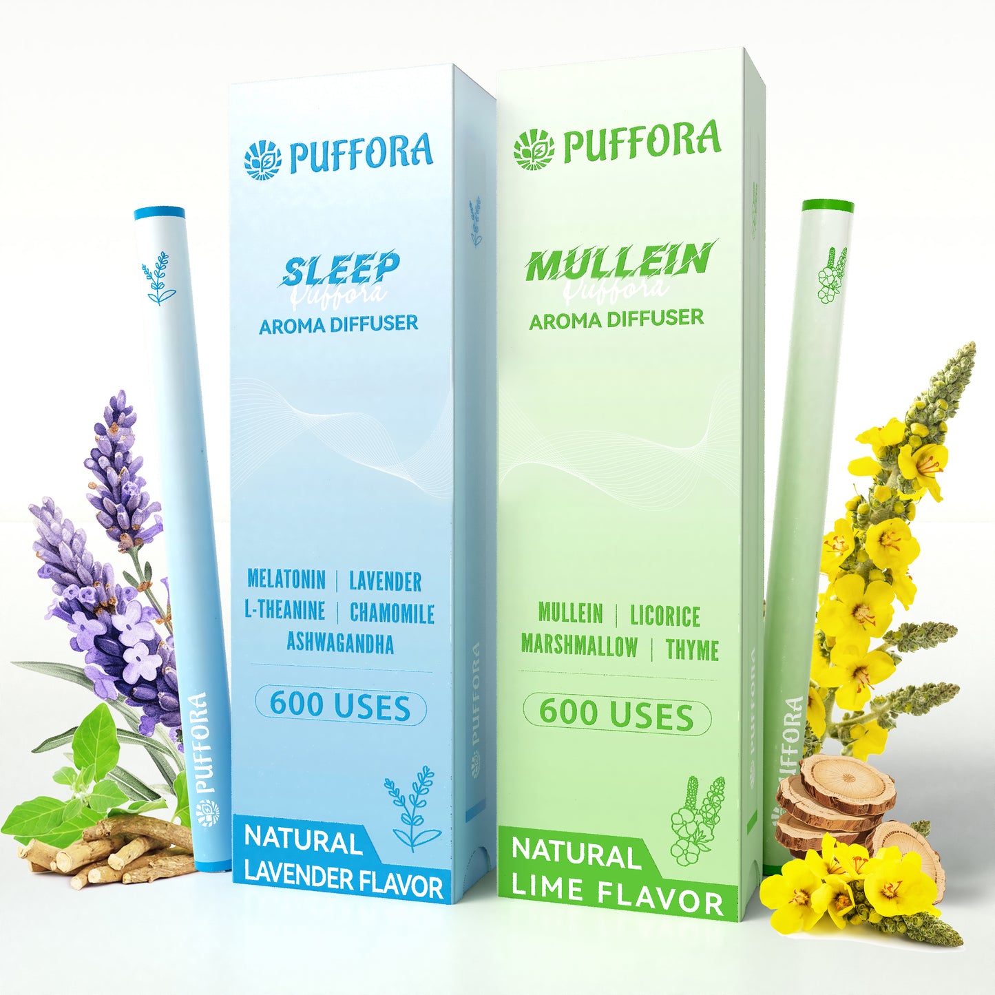 Herbal Diffuser Pen, 2 Pack, Support for Comfortable Sleep & Relaxed Feelings, Dual-use, Extracts of Melatonin | Mullein, Fresh Breath, Natural Alternative - Total 1200 Uses