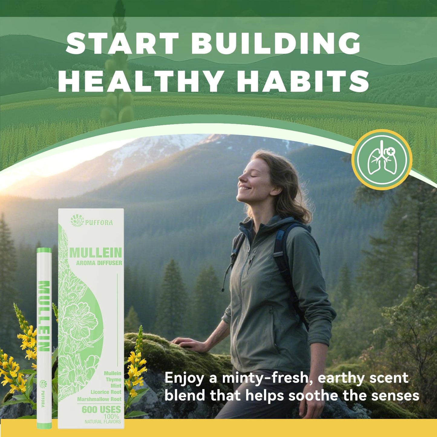 Portable Herbal Revitalizing care, lung detoxification and oral air freshening, herbal diffusion stick