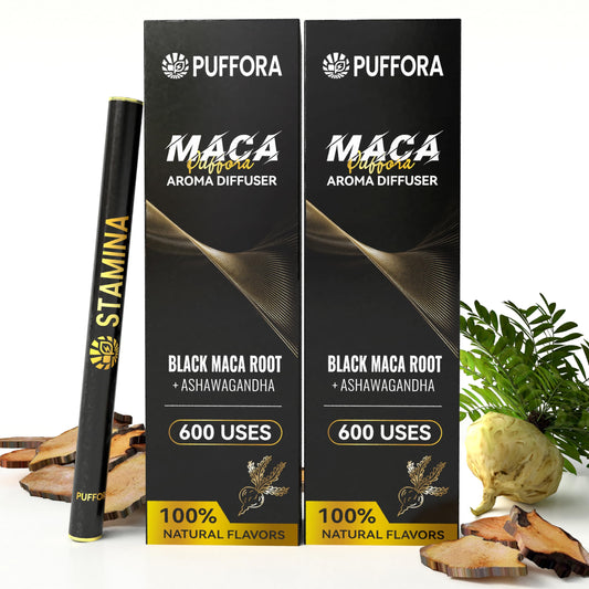 Maca Diffuser with Ashwagandha, Vitamin B12 & C – Natural Plant-Based Stamina Stick – Caffeine-Free Alpha Pen for Daily Vitality & Endurance-2 Packs