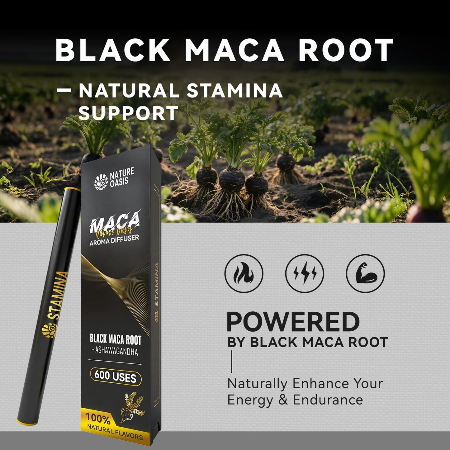 Maca Diffuser with Ashwagandha, Vitamin B12 & C – Natural Plant-Based Stamina Stick – Caffeine-Free Alpha Pen for Daily Vitality & Endurance-2 Packs
