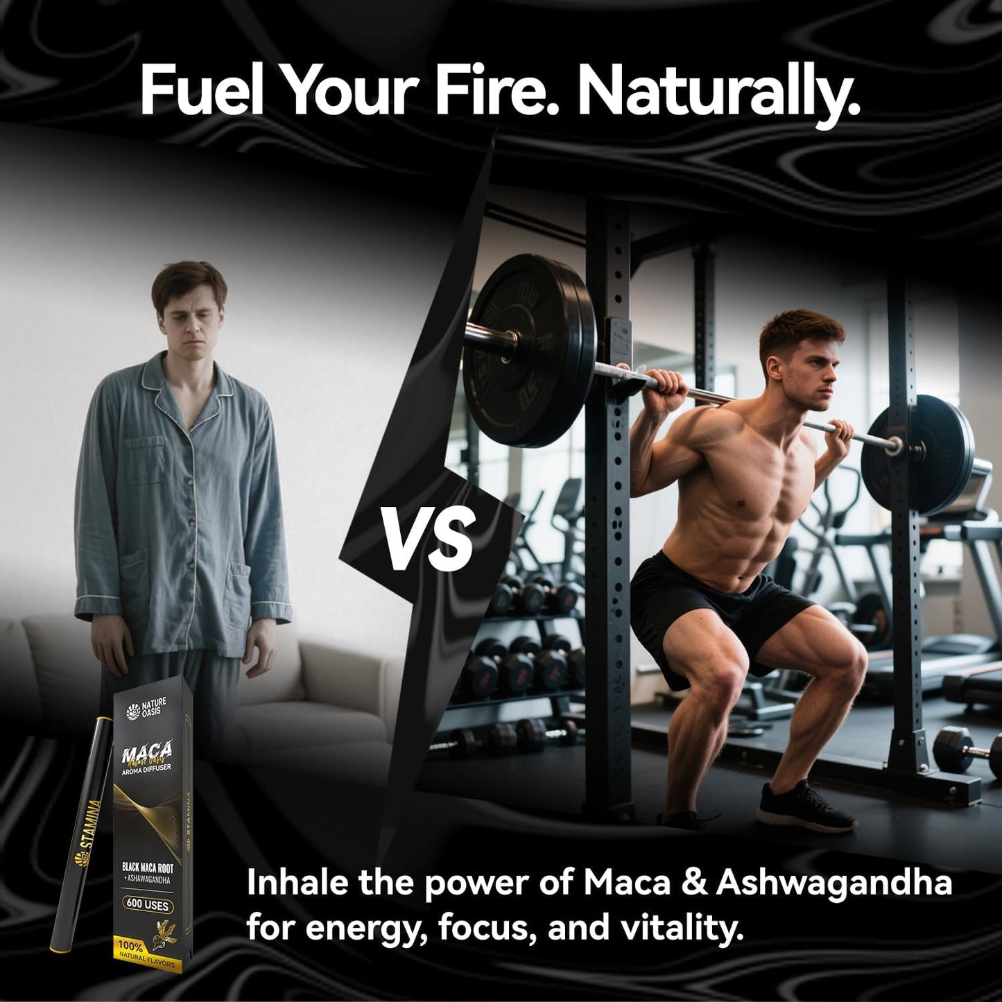 Maca Diffuser with Ashwagandha, Vitamin B12 & C – Natural Plant-Based Stamina Stick – Caffeine-Free Alpha Pen for Daily Vitality & Endurance-2 Packs